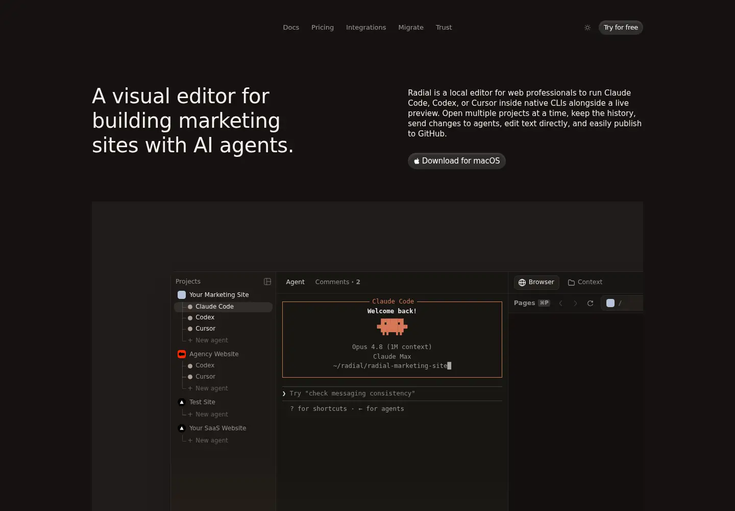 Screenshot of radial.to