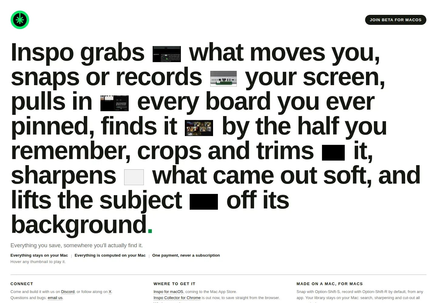 Captured homepage of getinspo.today in the current scan