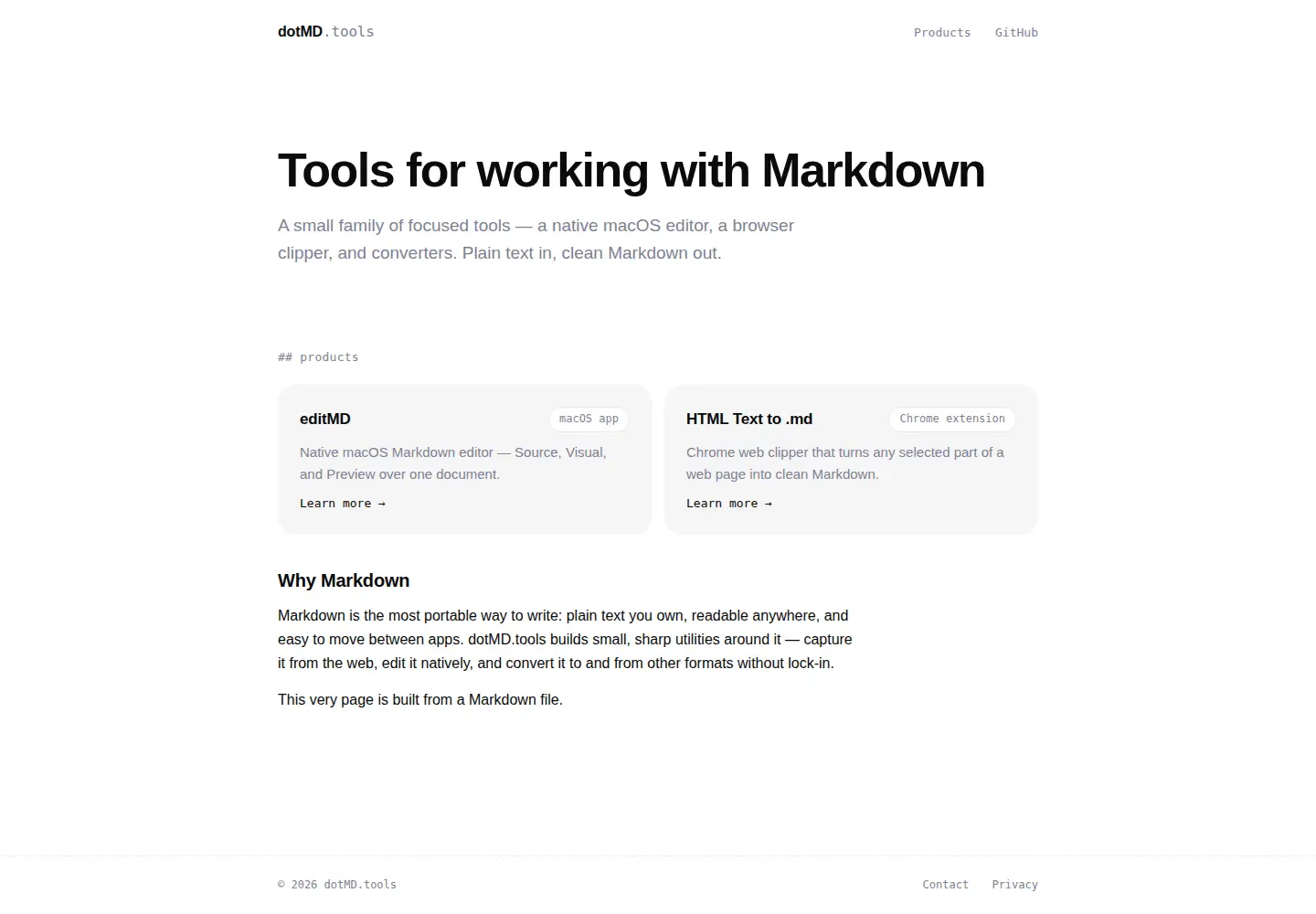 Screenshot of dotmd.tools