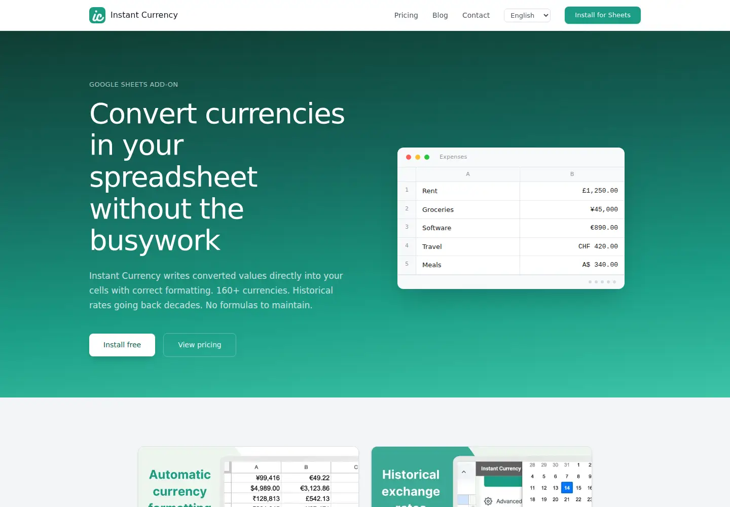 Screenshot of instantcurrency.tools
