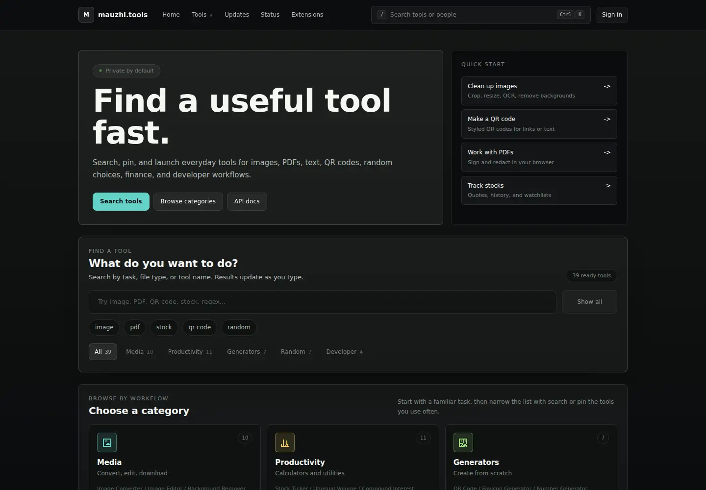 Captured homepage of mauzhi.tools in the current scan