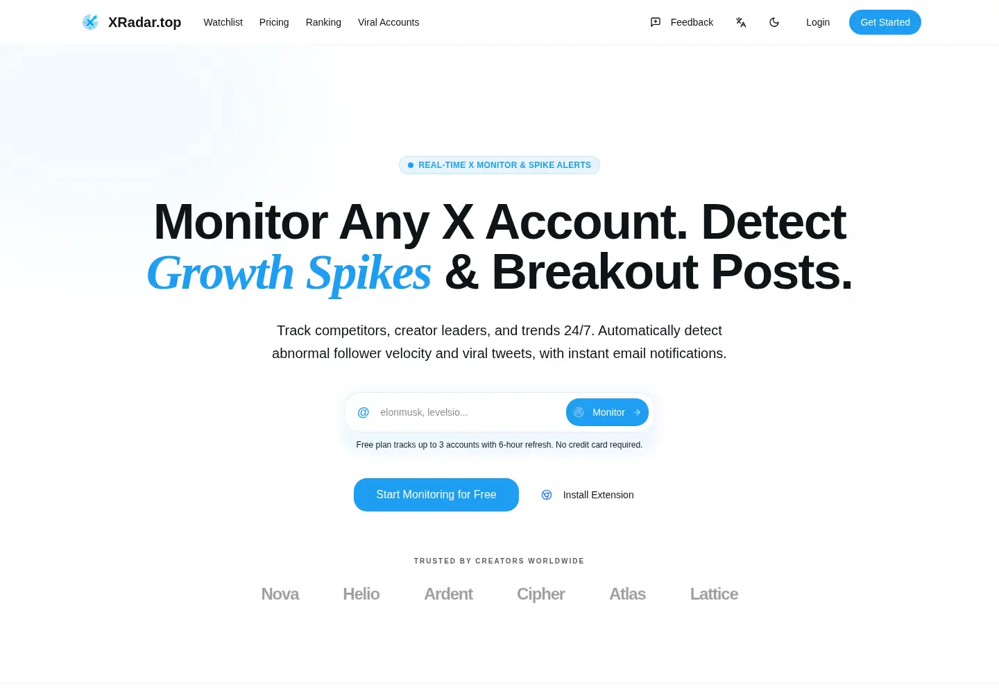 Screenshot of xradar.top