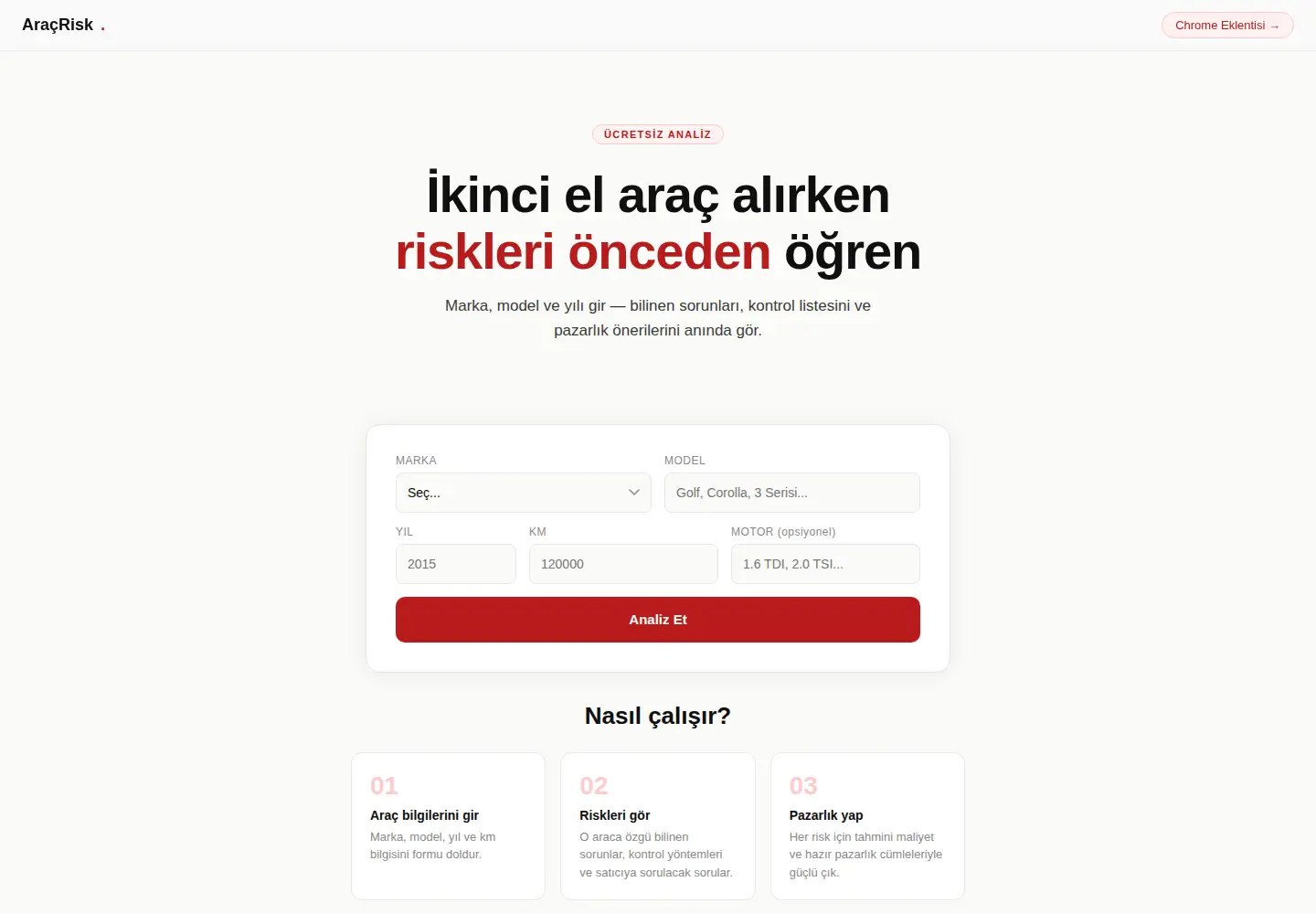 Captured homepage of aracrisk.tr in the current scan