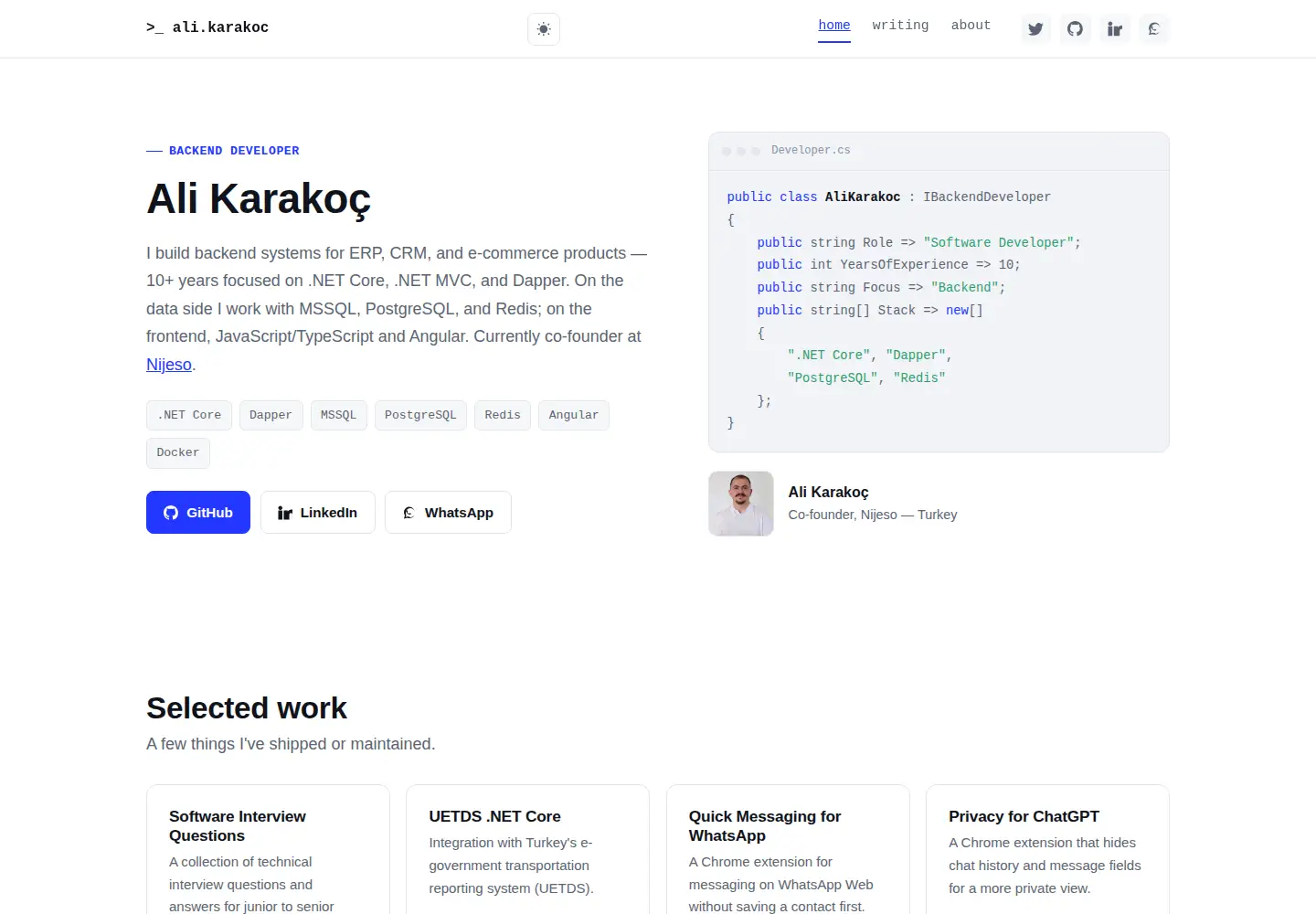 Captured homepage of karakoc.tr in the current scan