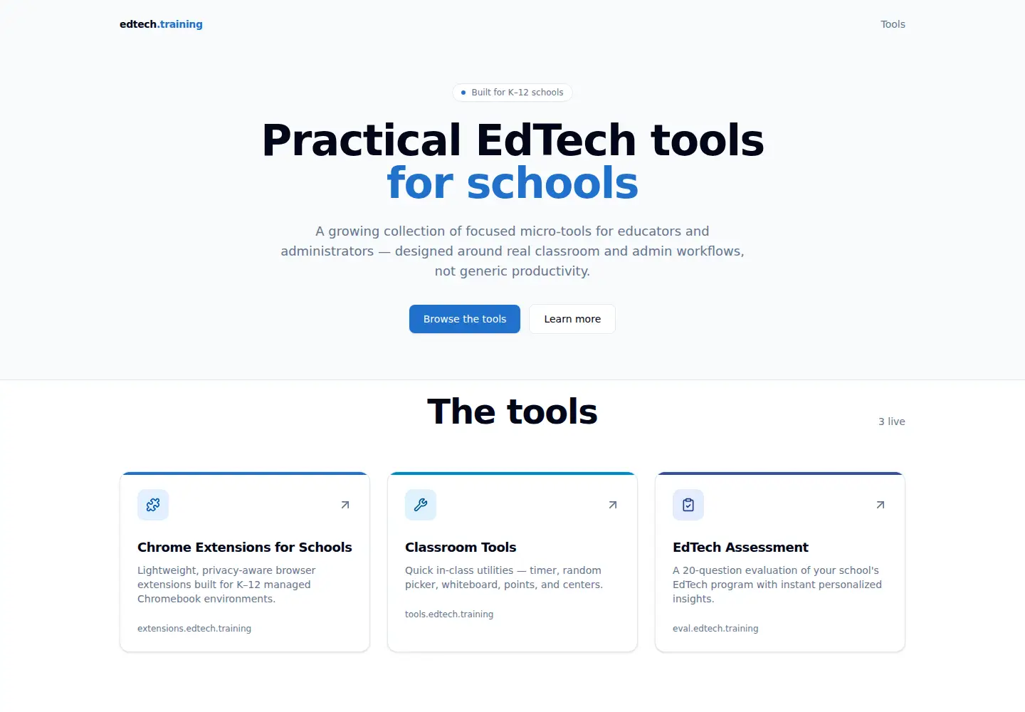 Screenshot of edtech.training