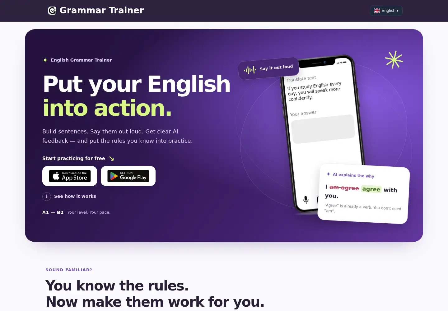 Screenshot of grammars.training