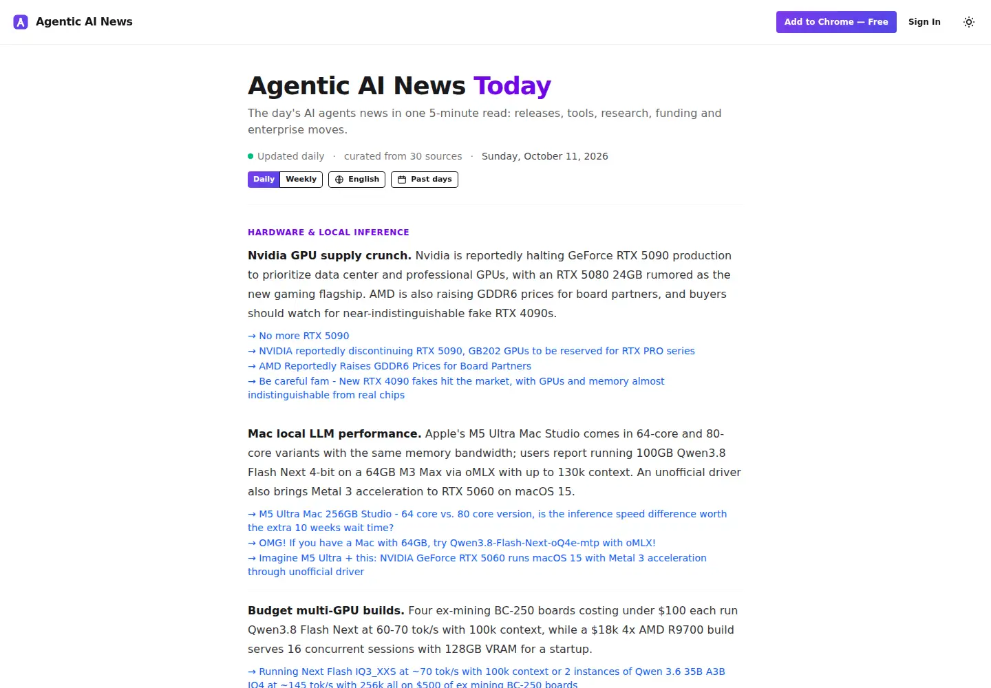 Captured homepage of agentic-ai-news.uk in the current scan