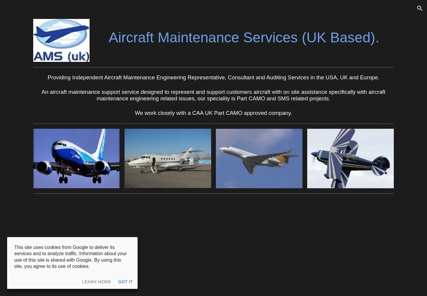 Screenshot of aircraft-maintenance-services.co.uk