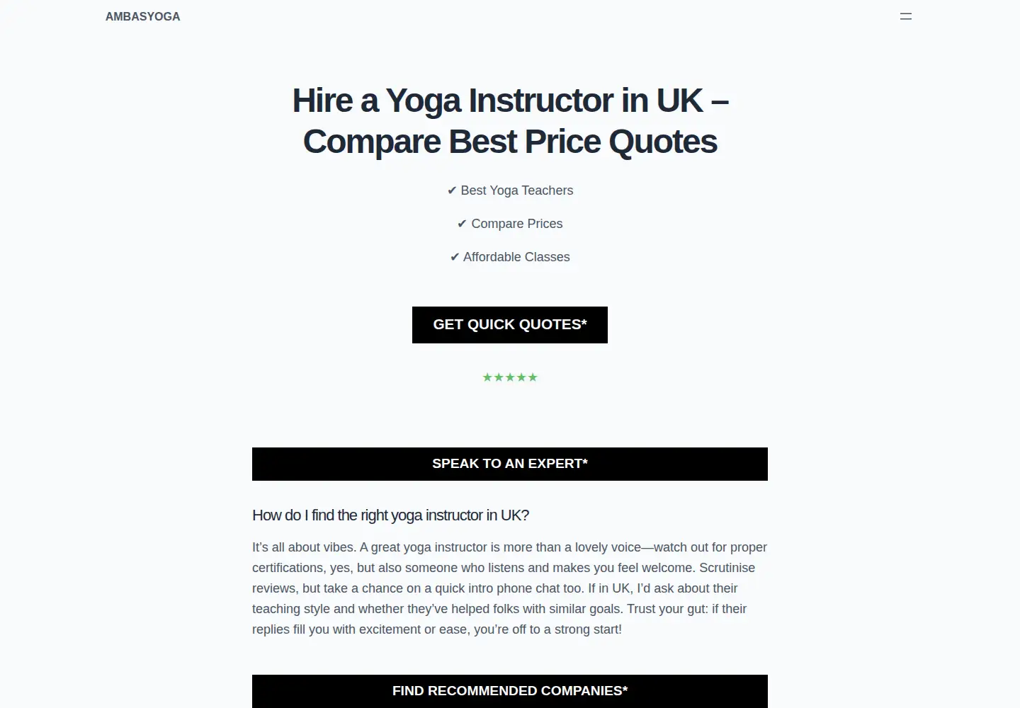 Screenshot of ambasyoga.co.uk