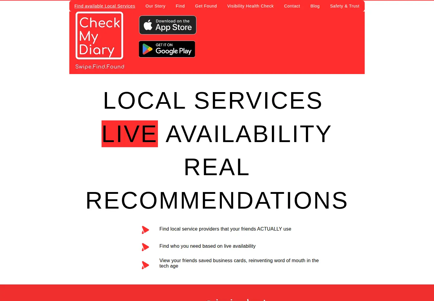 Captured homepage of checkmydiary.co.uk in the current scan