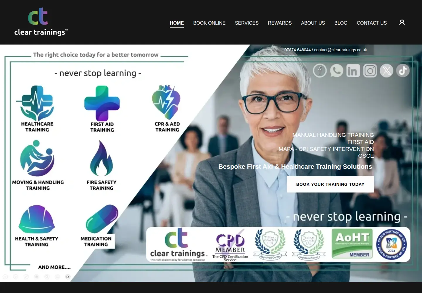 Screenshot of cleartrainings.co.uk