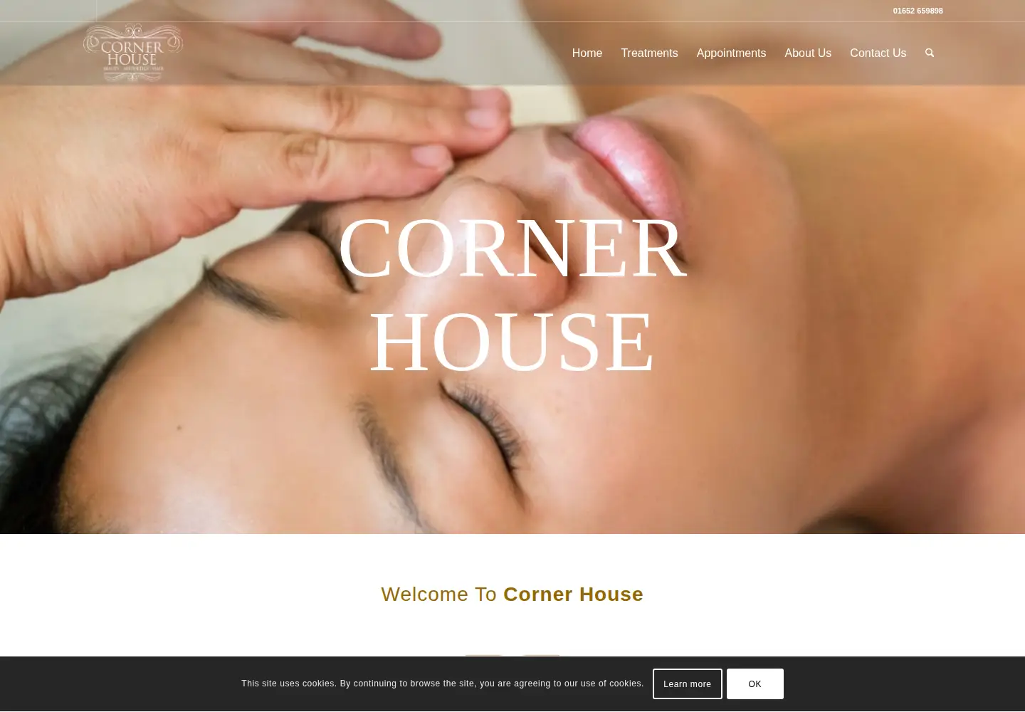 Captured homepage of cornerhousebeautyandhair.co.uk in the current scan