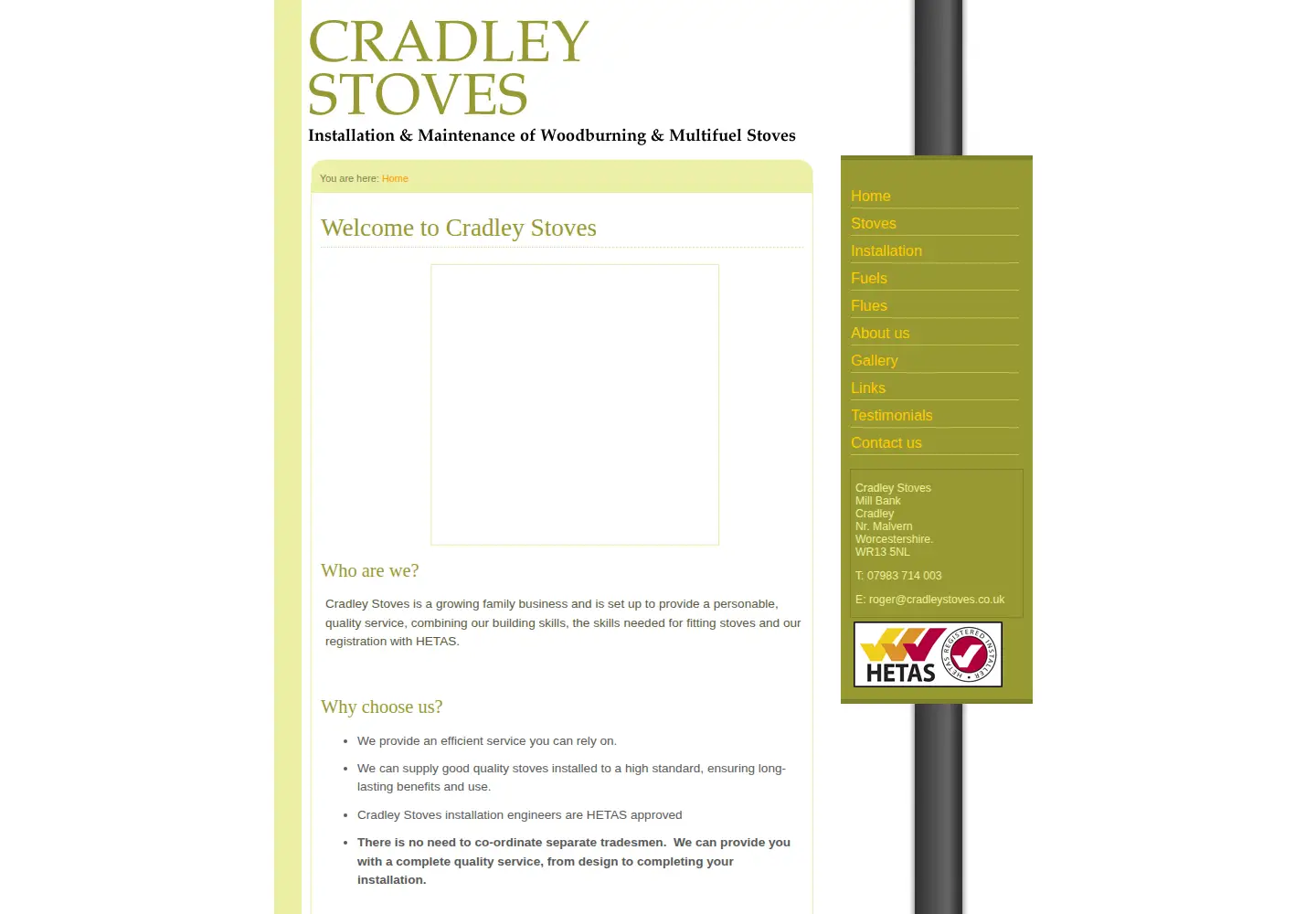 Captured homepage of cradleystoves.co.uk in the current scan