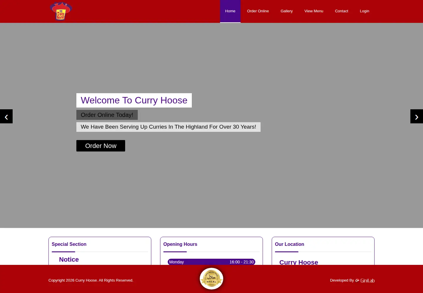 Screenshot of curryhooseinverness.co.uk