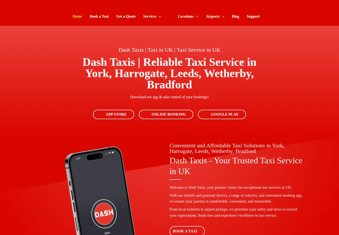Captured homepage of dashtaxi.co.uk in the current scan