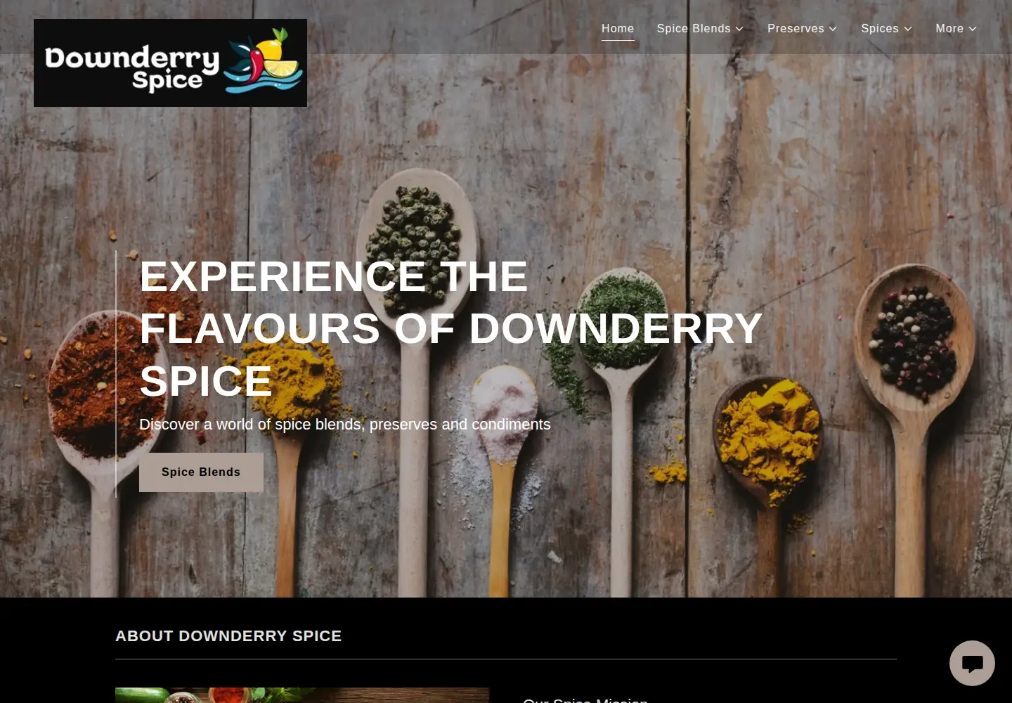 Captured homepage of downderryspice.co.uk in the current scan