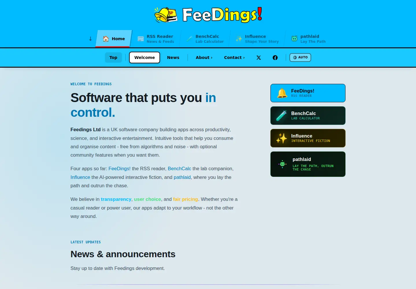 Captured homepage of feedings.co.uk in the current scan