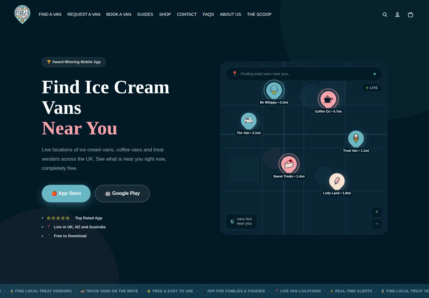 Screenshot of findatreat.co.uk