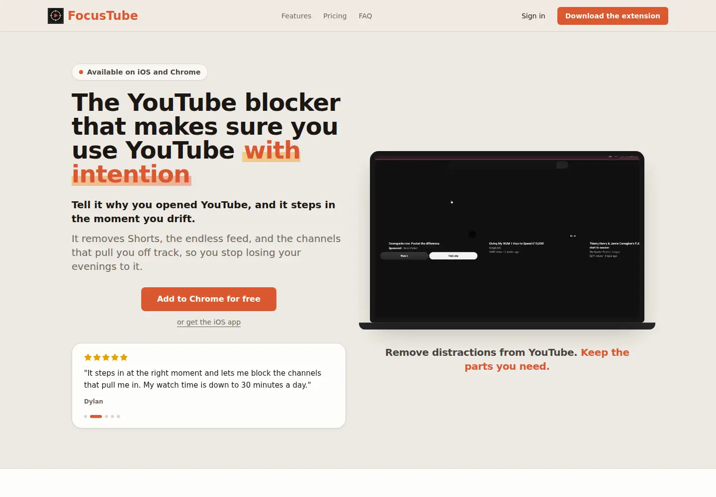 Captured homepage of focustube.co.uk in the current scan