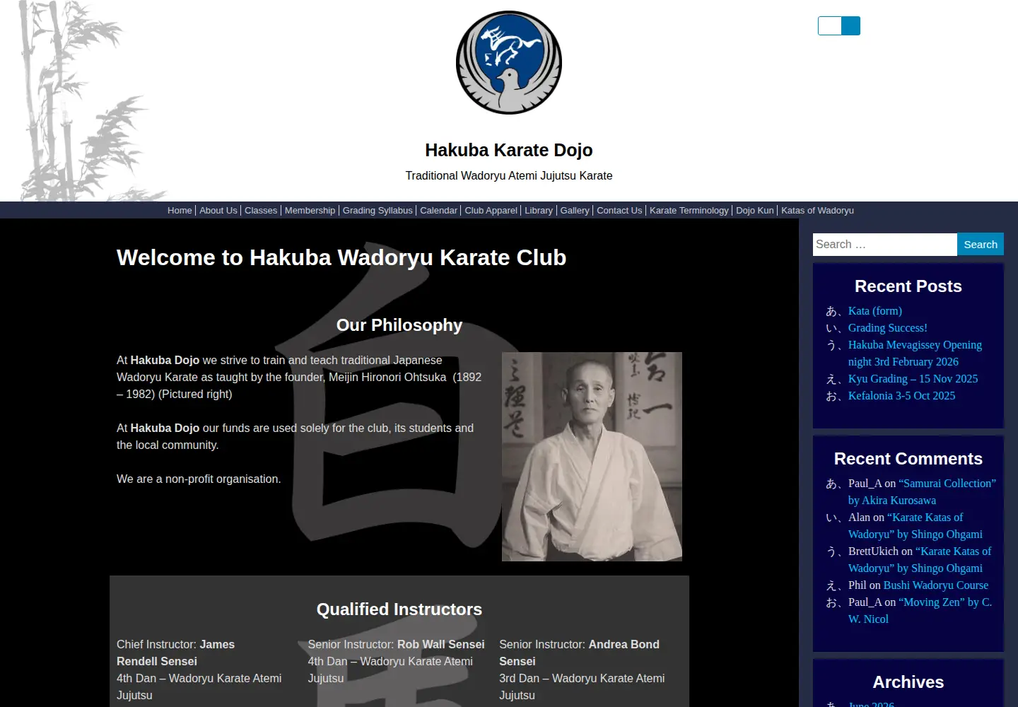 Captured homepage of hakuba-karate.co.uk in the current scan