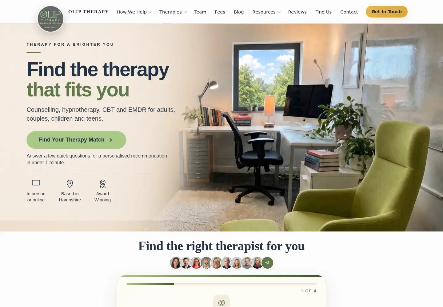 Captured homepage of hampshirehypnotherapycentre.co.uk in the current scan