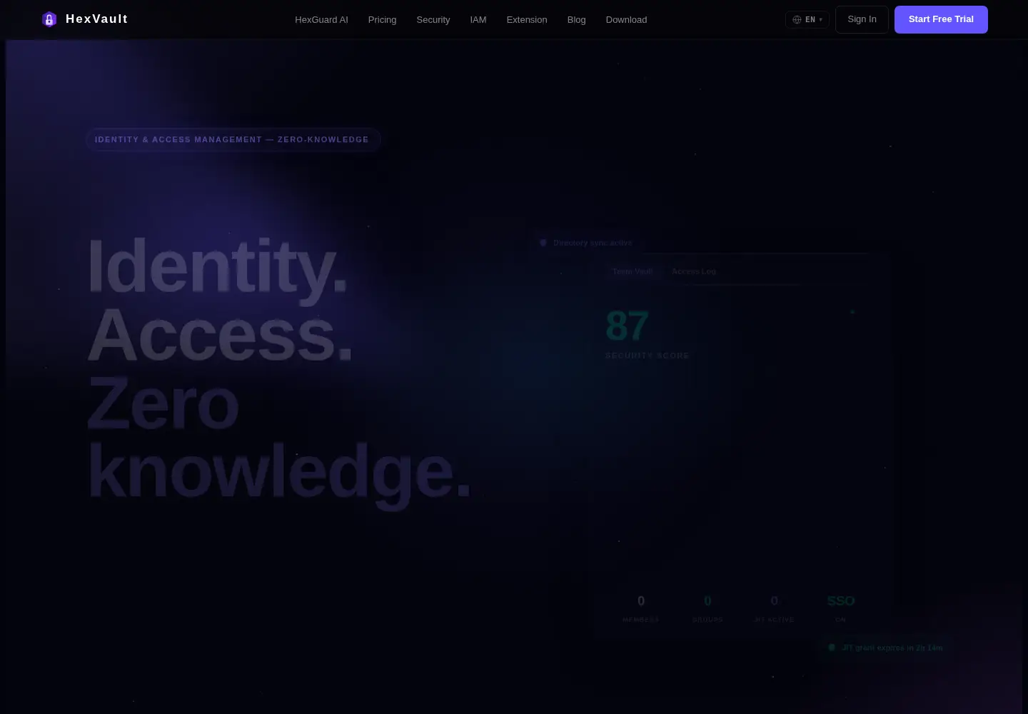 Captured homepage of hexvault.co.uk in the current scan