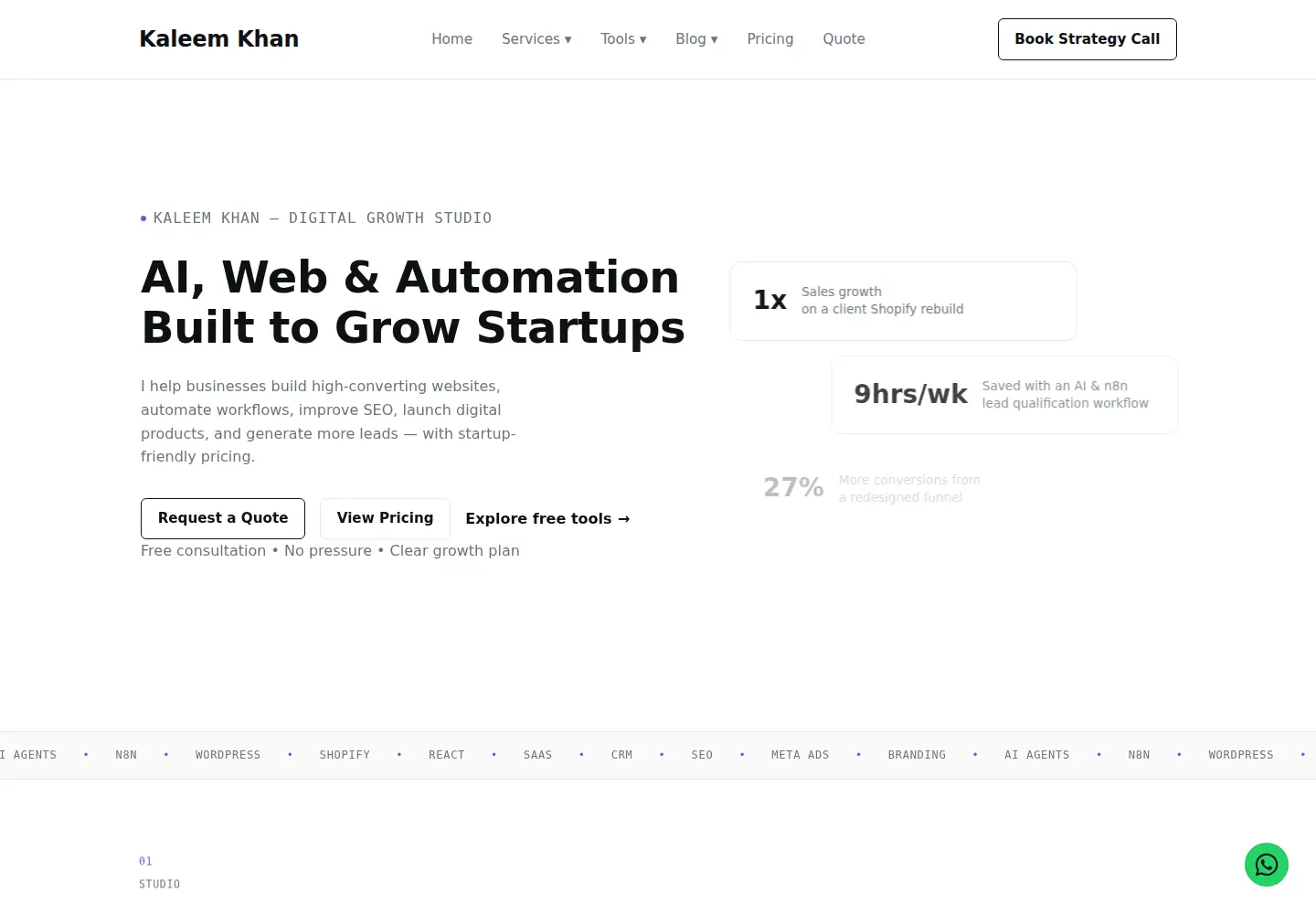 Screenshot of kaleemkhan.co.uk