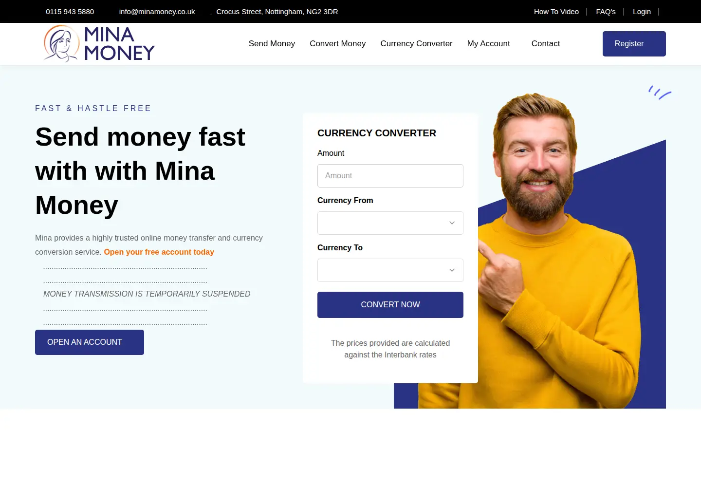 Screenshot of minamoney.co.uk