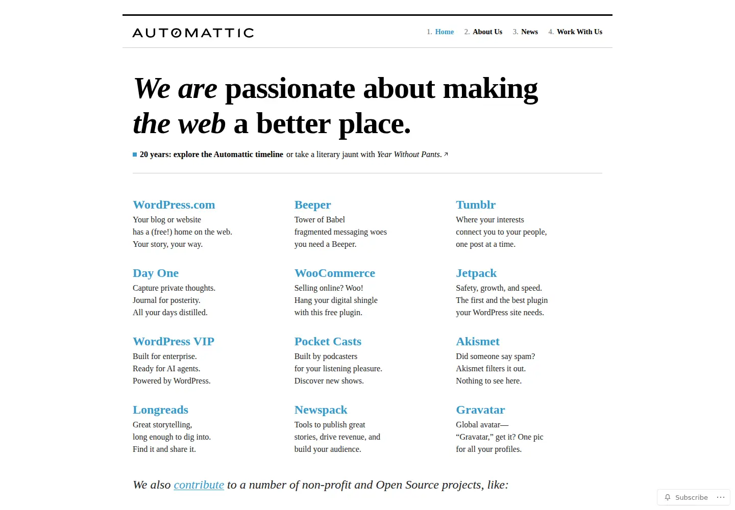 Screenshot of automattic.com