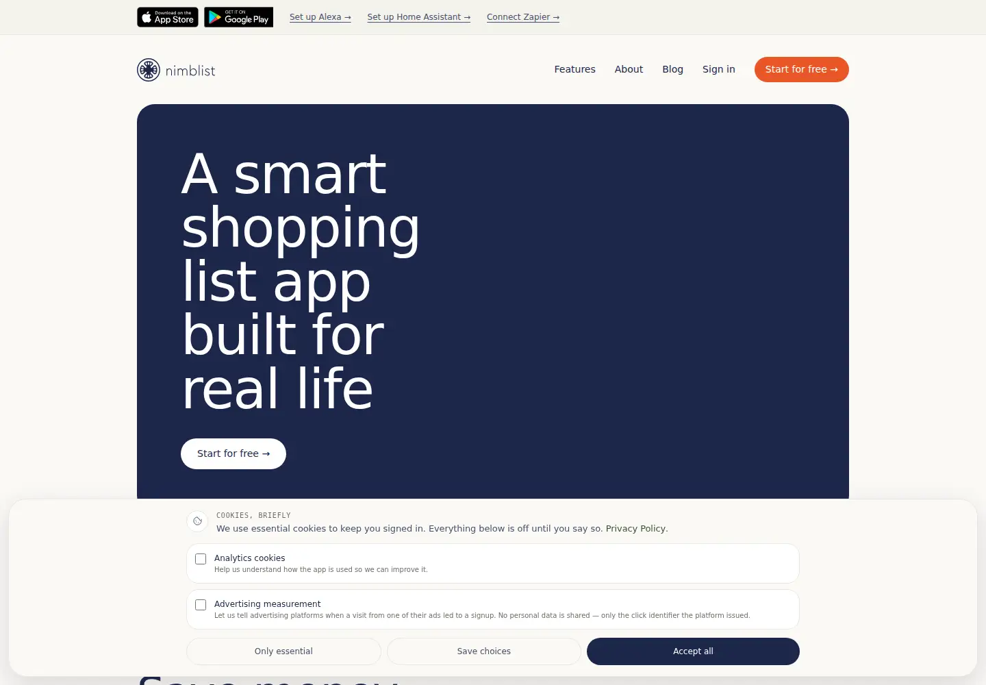 Screenshot of nimblist.co.uk