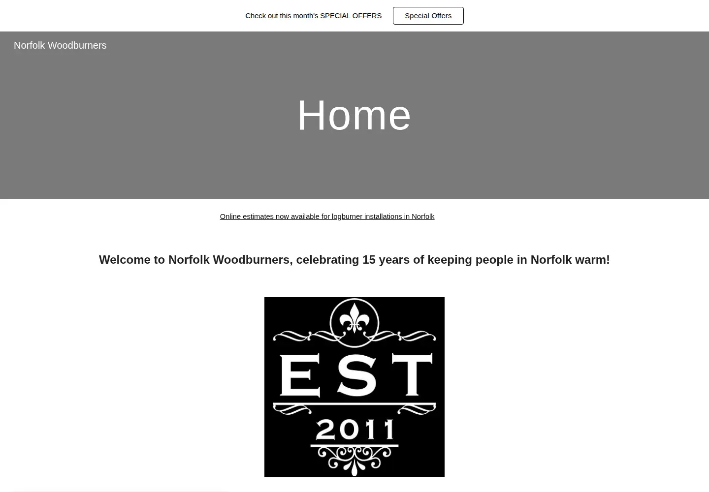 Screenshot of norfolkwoodburners.co.uk