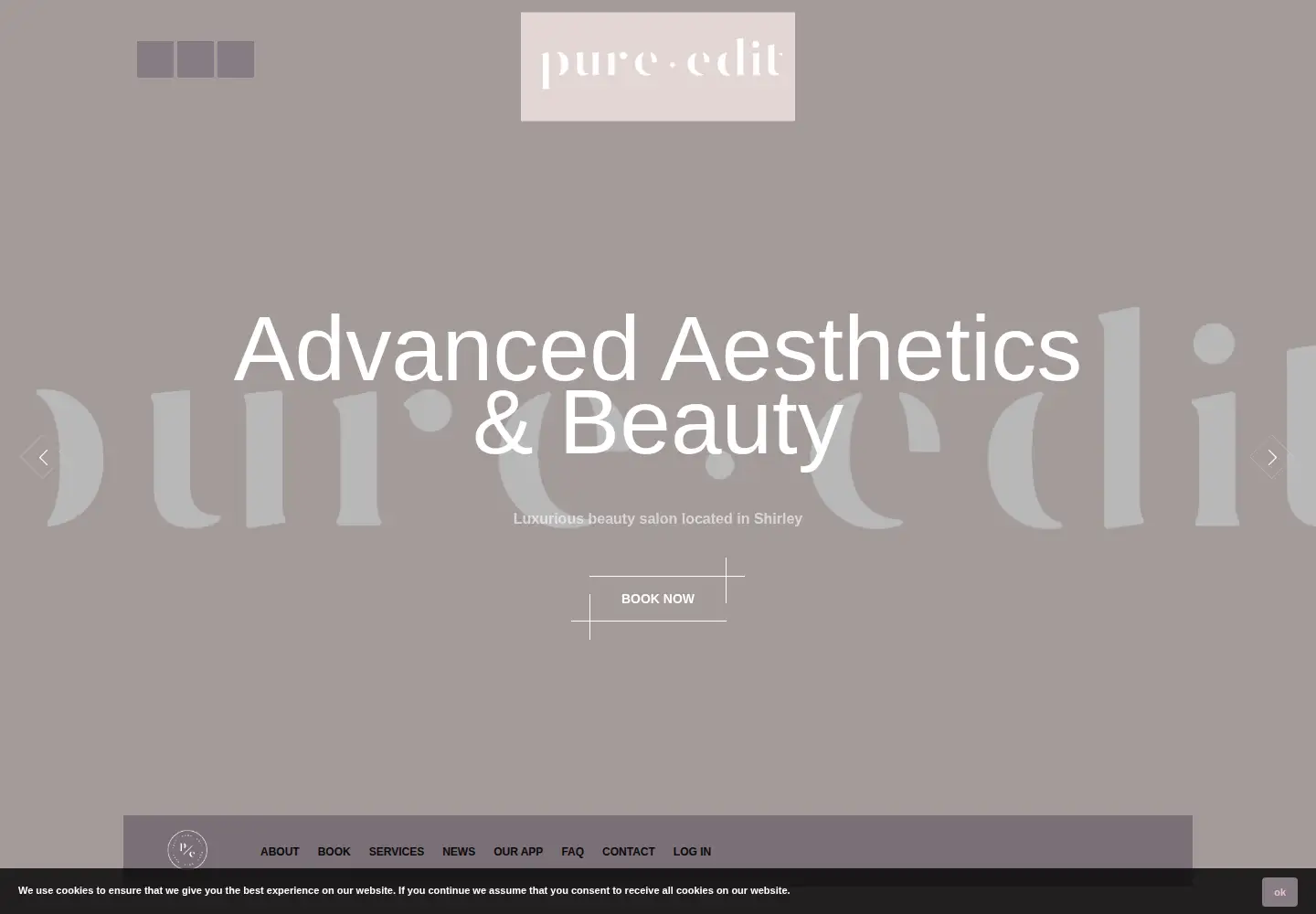 Screenshot of purebeautyandaesthetics.co.uk