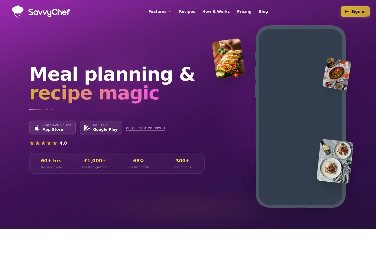 Screenshot of savvychef.co.uk