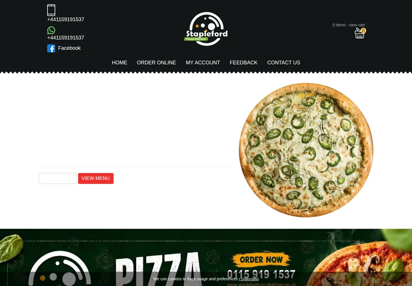 Screenshot of staplefordpizzakitchen.co.uk
