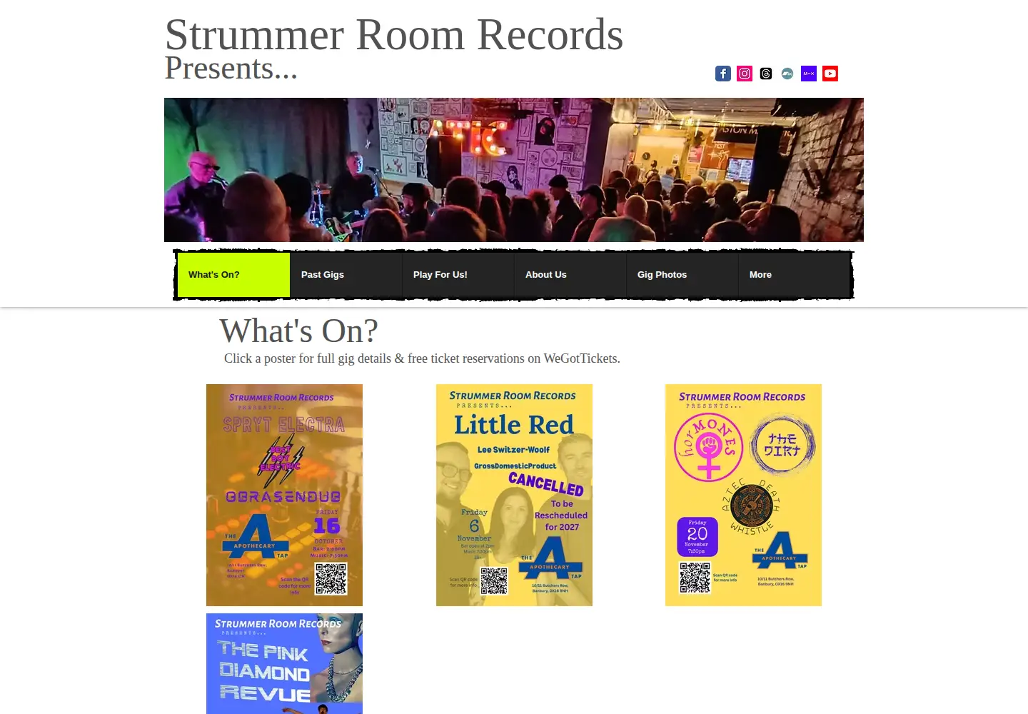 Screenshot of strummerroomrecordspresents.co.uk