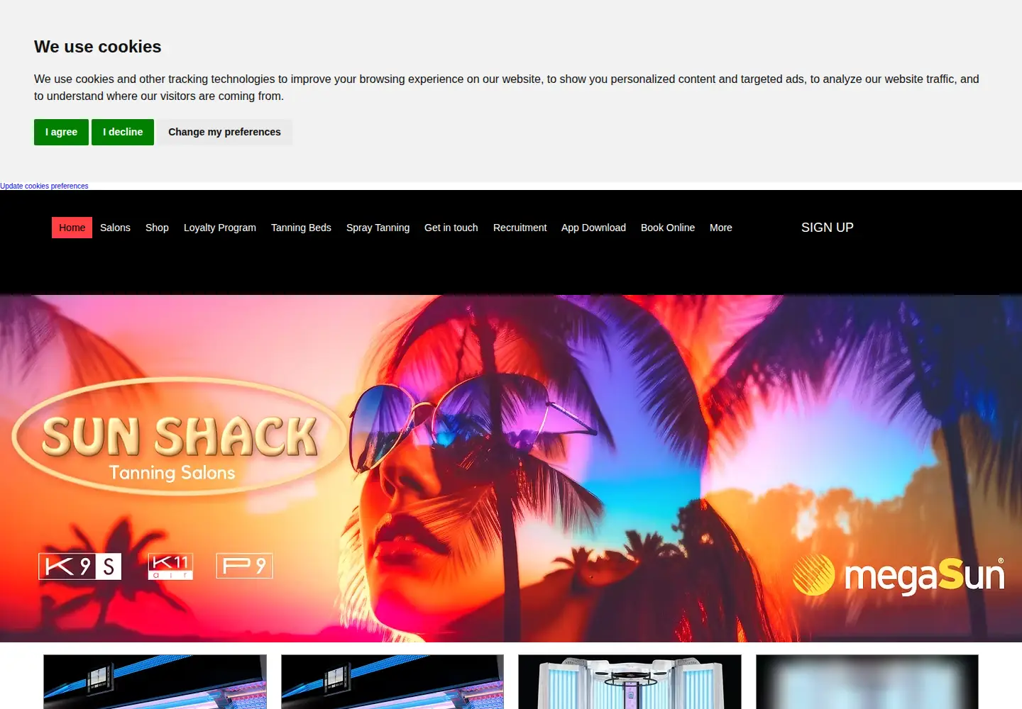Screenshot of sunshack.co.uk