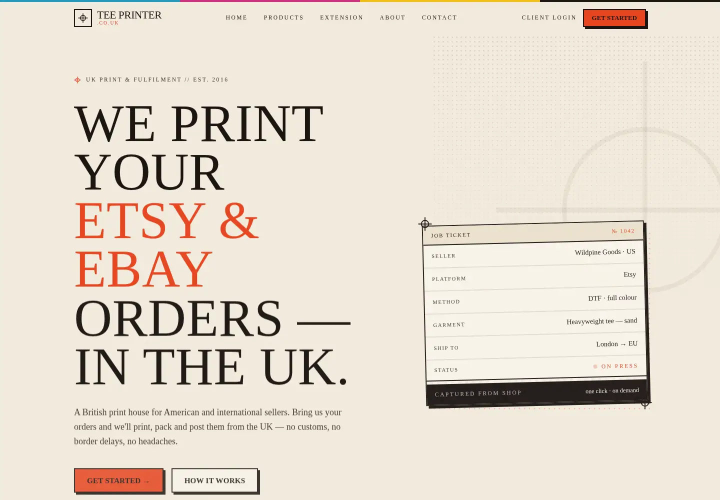 Screenshot of teeprinter.co.uk