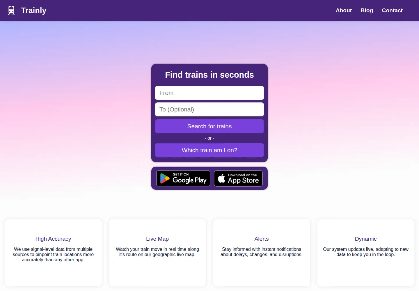 Captured homepage of trainly.co.uk in the current scan