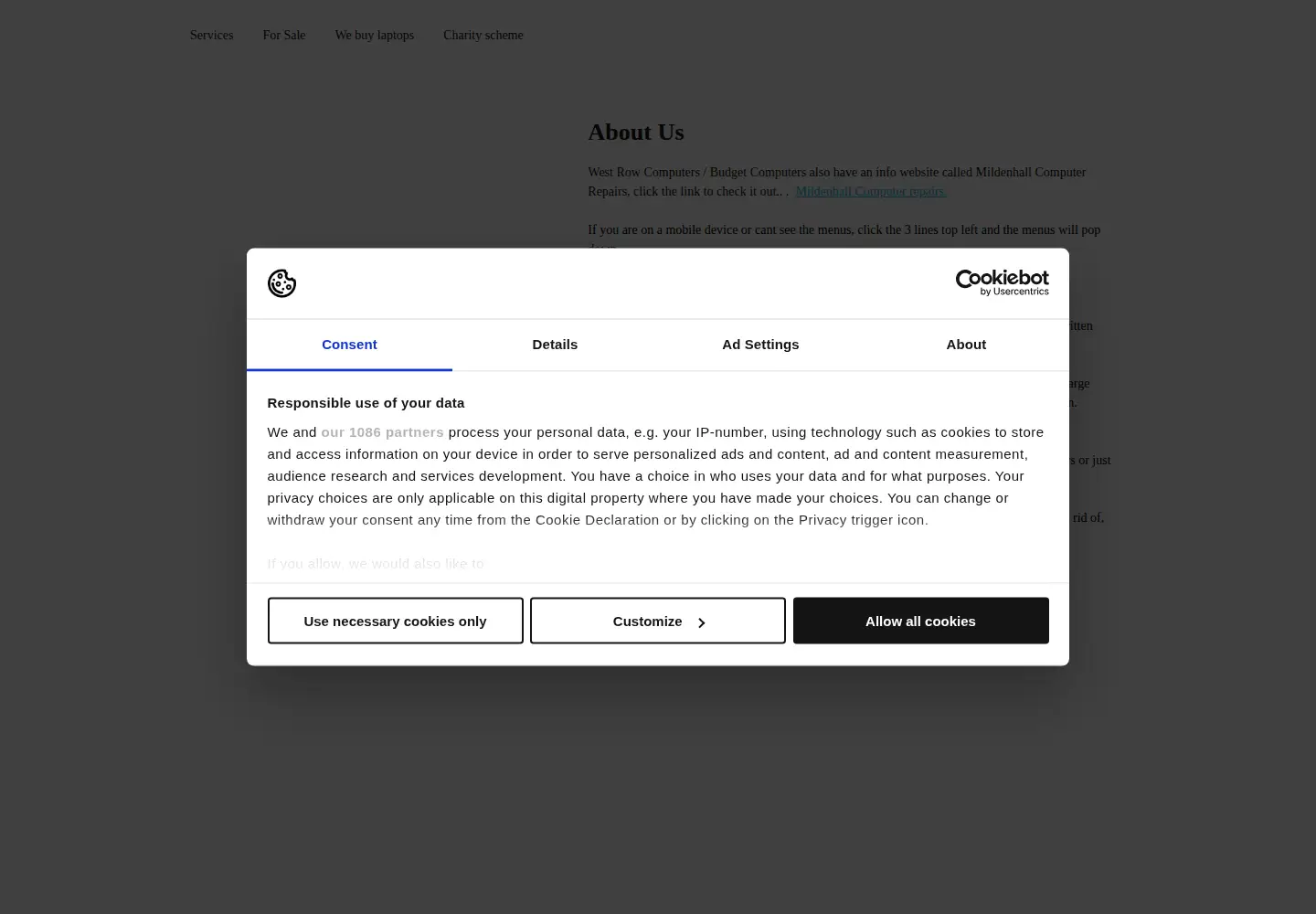 Screenshot of westrowcomputers.co.uk