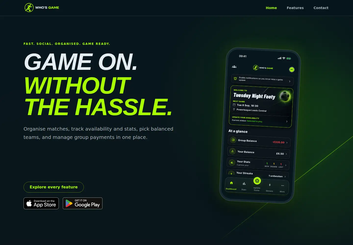Screenshot of whosgame.co.uk