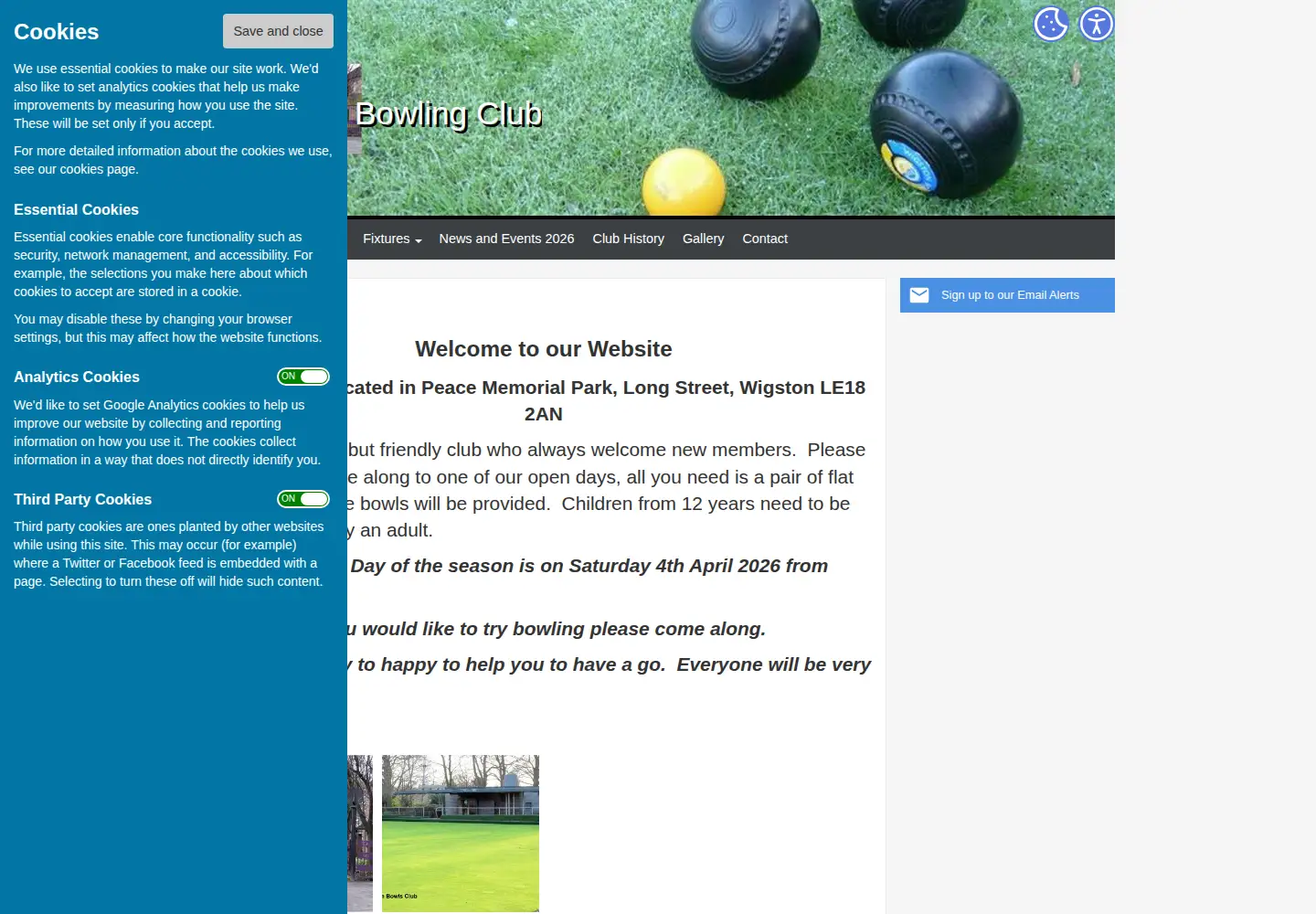 Screenshot of wigstonbowlingclub.co.uk