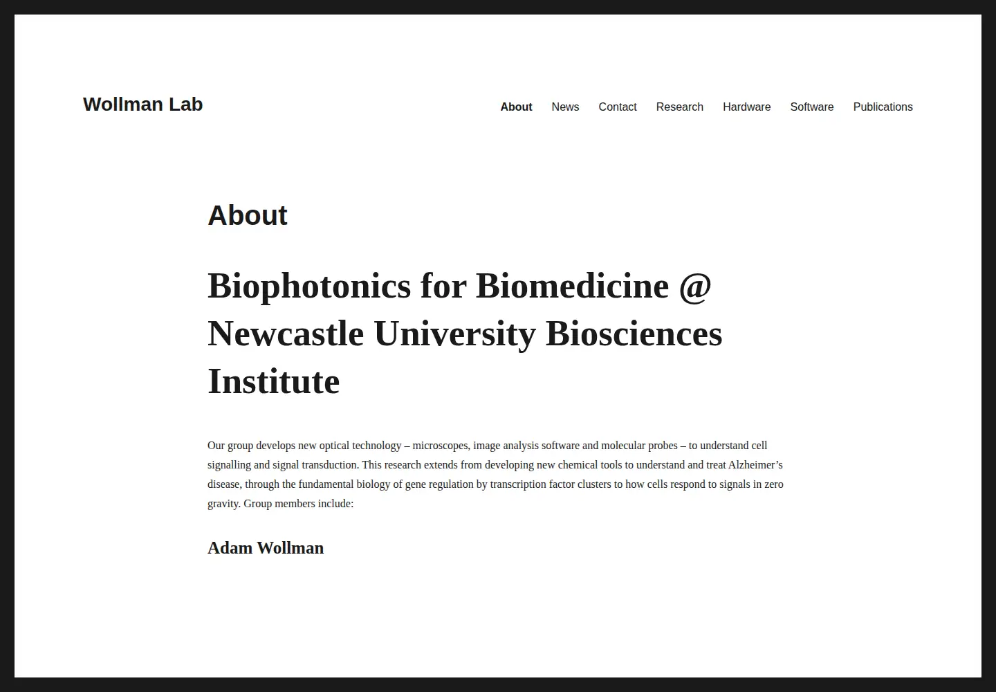 Screenshot of wollmanlab.co.uk