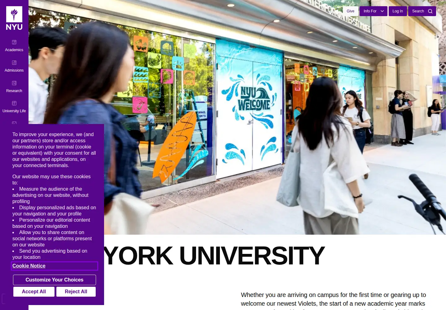 Screenshot of nyu.edu