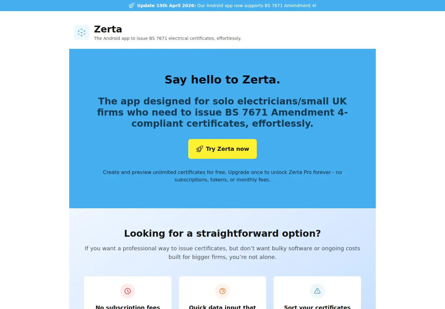 Screenshot of zerta.co.uk