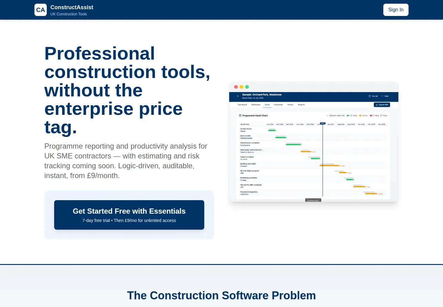 Screenshot of constructassist.uk