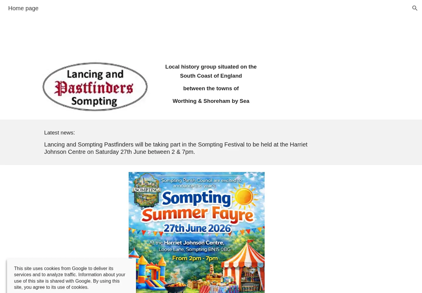 Captured homepage of lancing-sompting-pastfinders.org.uk in the current scan