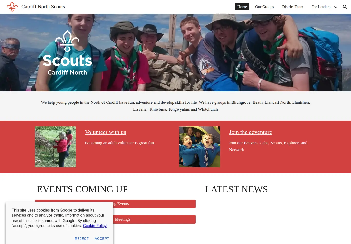 Captured homepage of northscouts.org.uk in the current scan