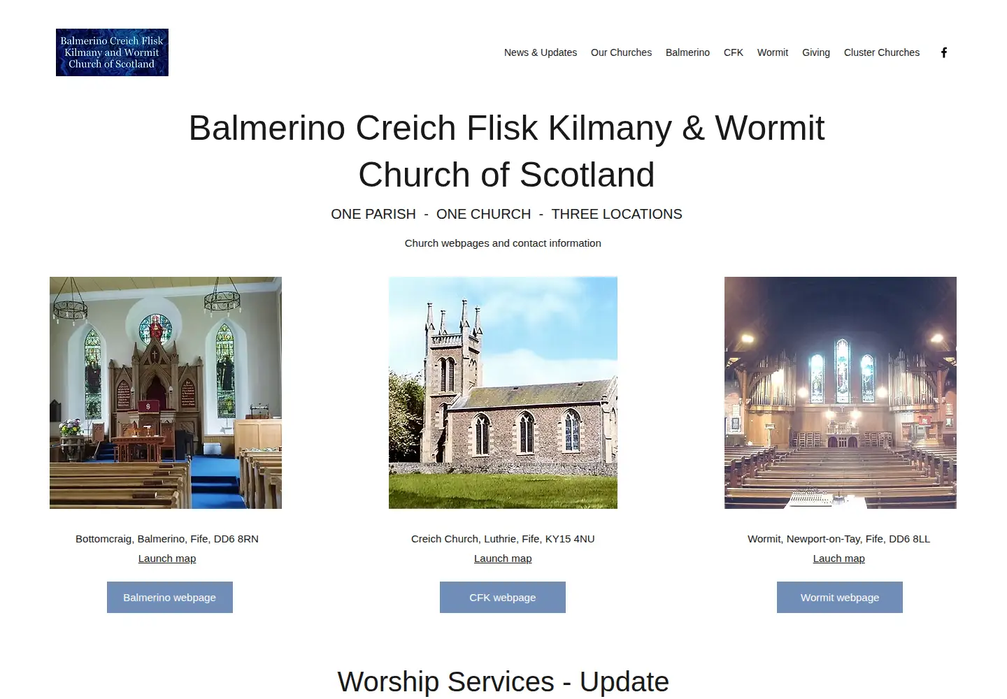 Screenshot of wormitparishchurch.org.uk