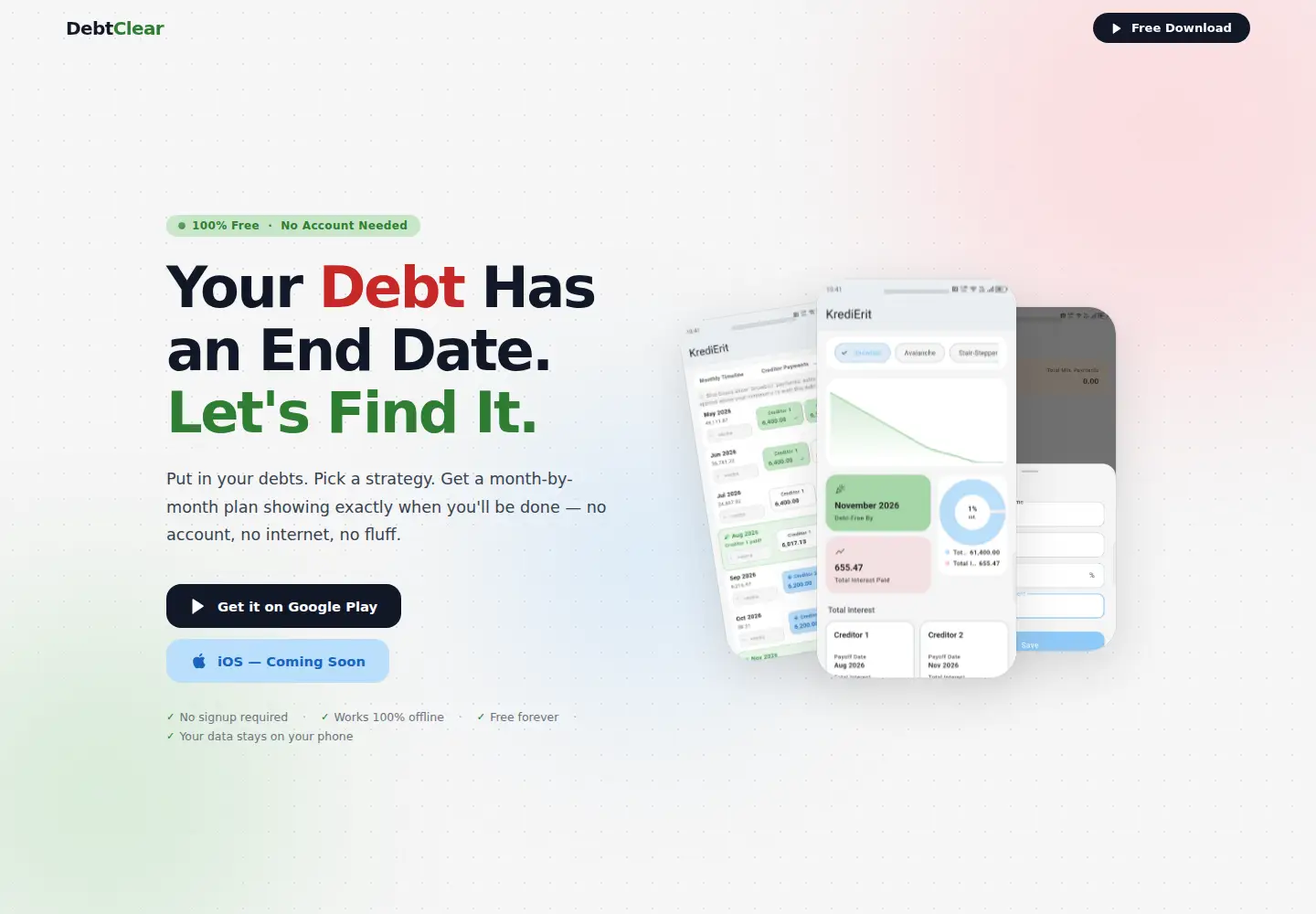 Captured homepage of debtclearwith.us in the current scan