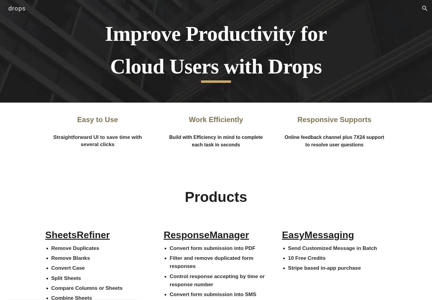 Captured homepage of droptech.us in the current scan
